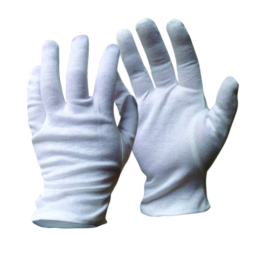 Cotton Interlock Gloves, White, Medium