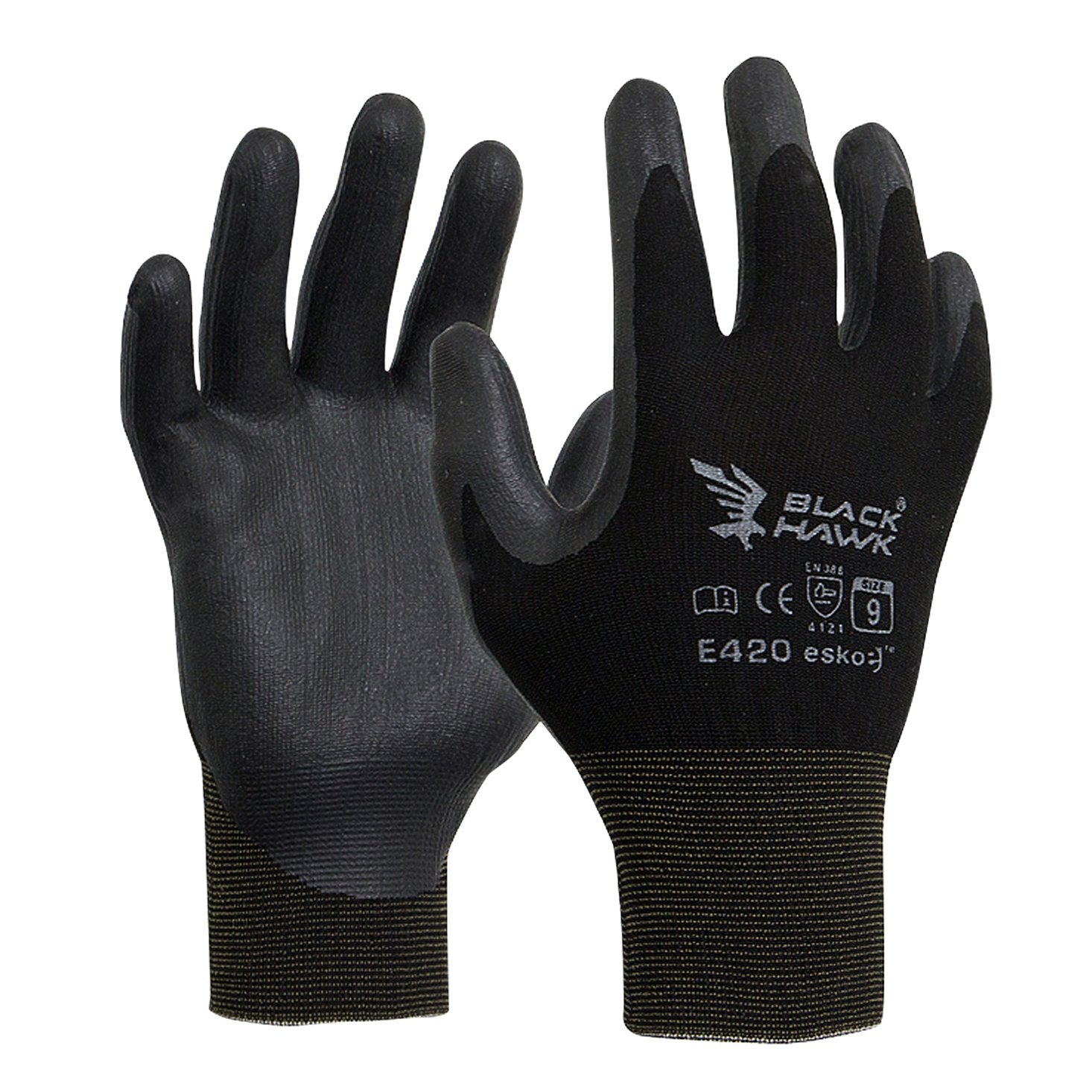 Black Hawk Glove, Black Polyamide With Black Foam Nitrile Coating