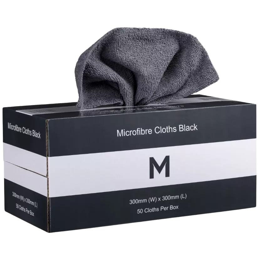 Microfibre Cloths Dispenser Box, Black, 300mm x 300mm (50)