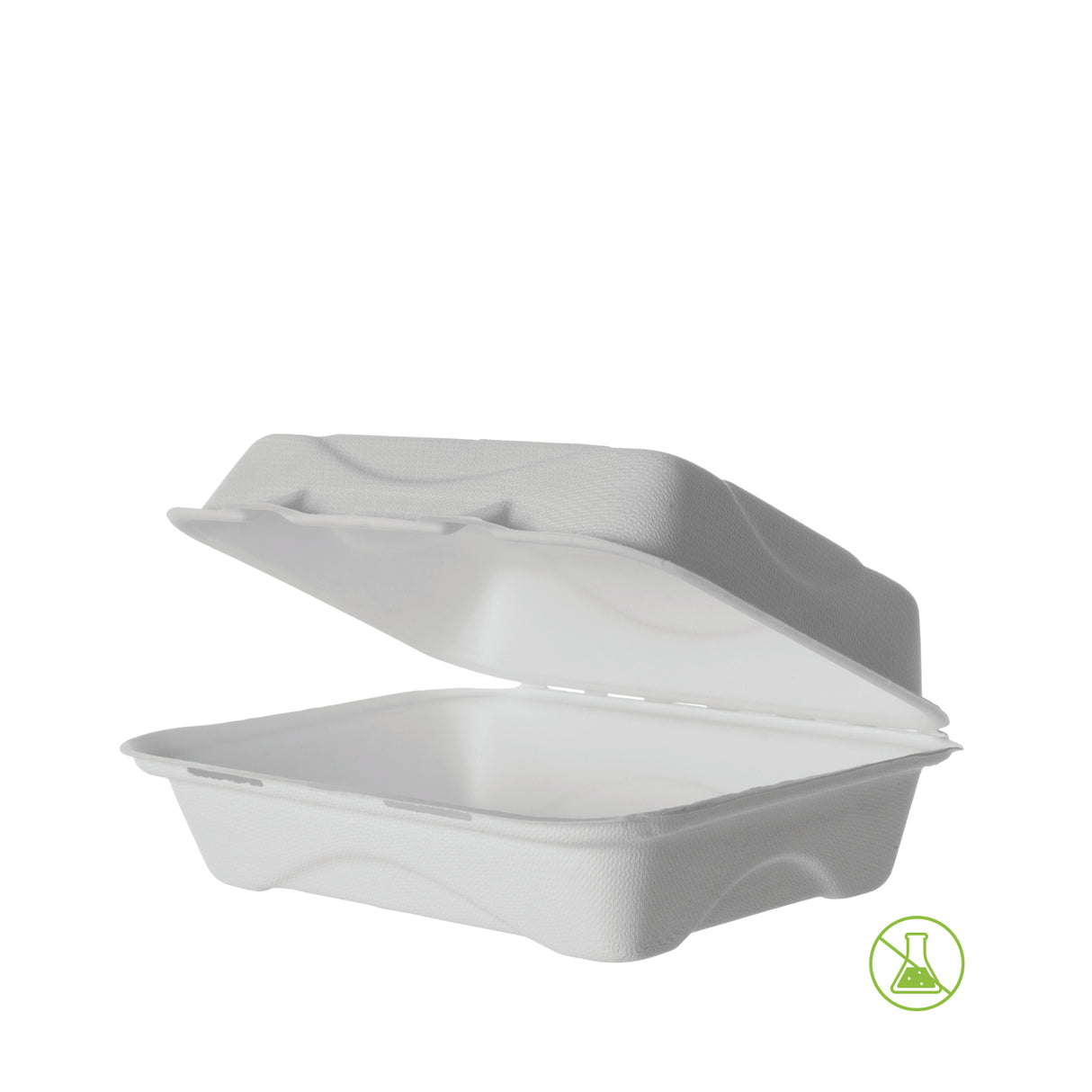 Detpak White Sugarcane Clamshell, 9X6X3In (250)