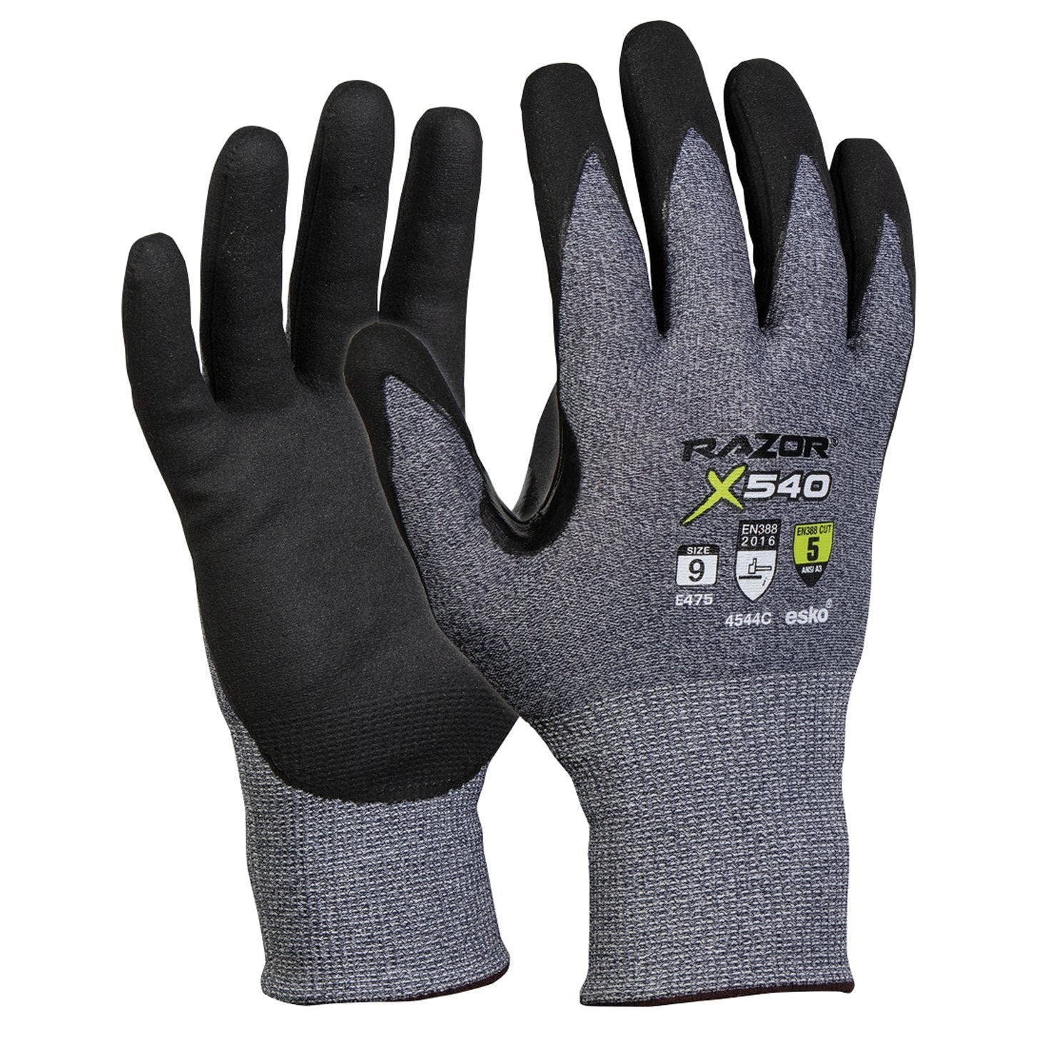 Blue/Grey Razor X540 Uhmwpe Cut Level 5, Black Nitrile Foam Coating, Reinforced Thumb Crotch - NZ Packaging