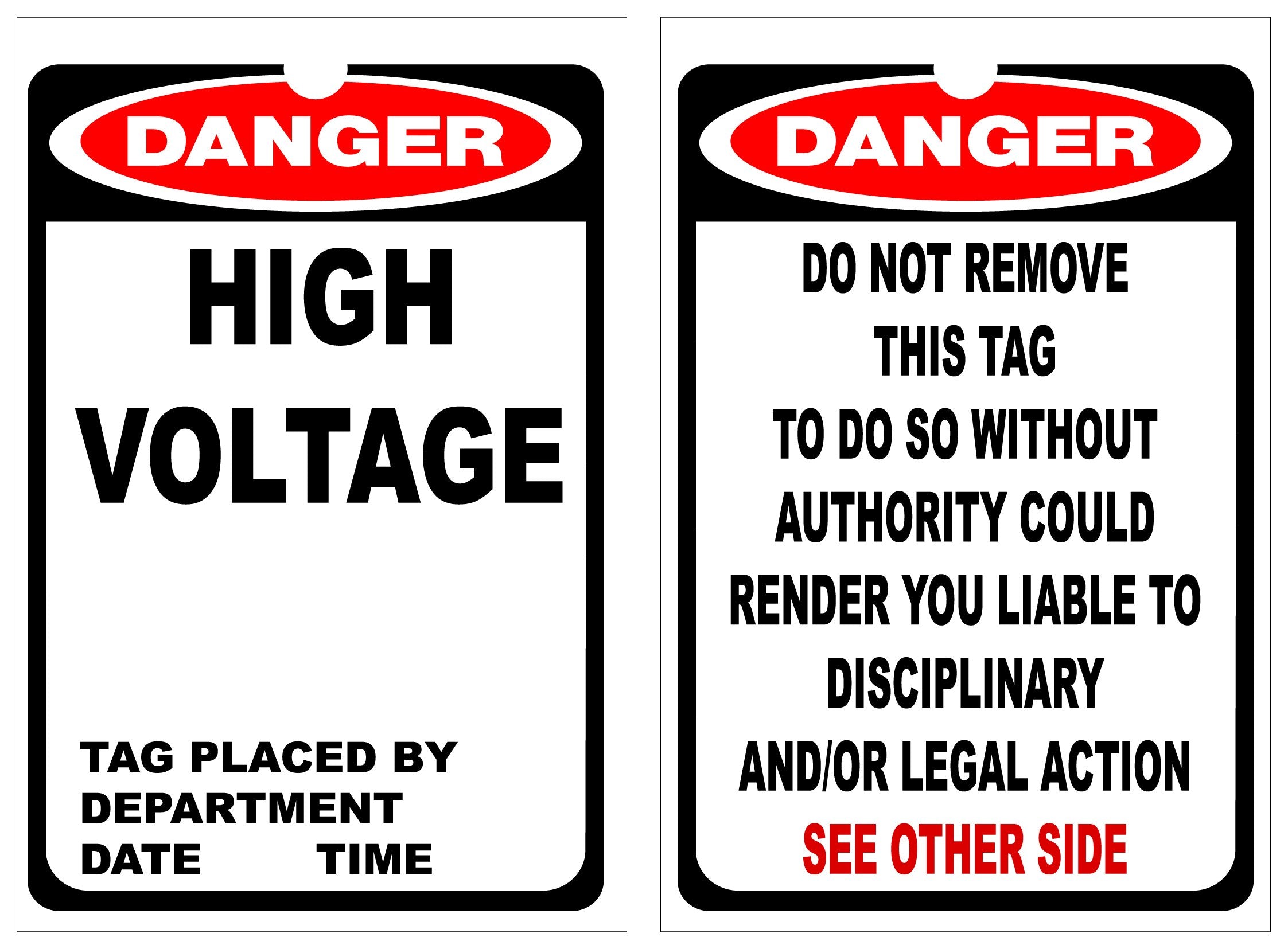 Isolock Lockout Tag - Danger High Voltage - Pk/25 Tags