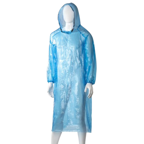 Hooded Poncho Polyethylene, Blue, 800mm X 1300mm, 30mu (96)