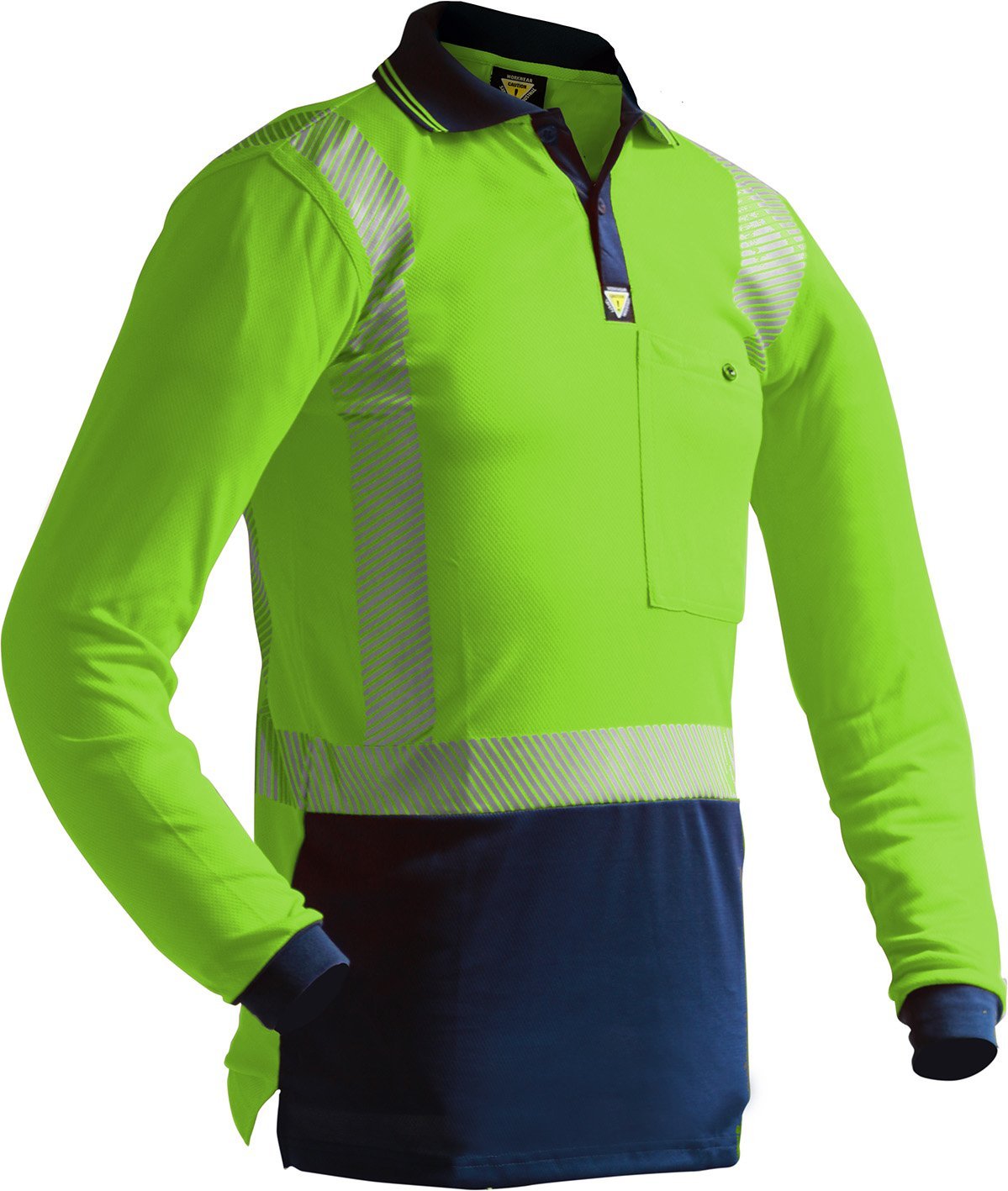 Caution D/N L/S Segmented Tape Micro Fibre Polo - NZ Packaging