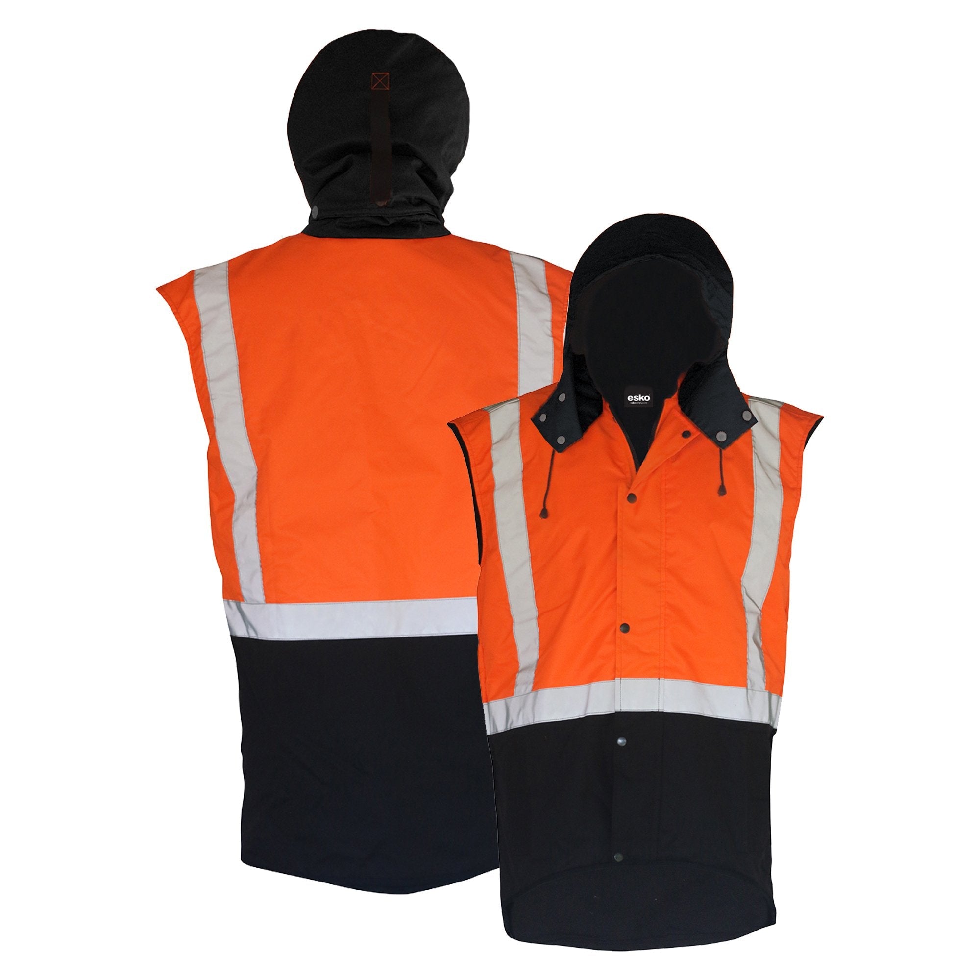 Caution Hooded D/N Oilskin Sleeveless Vest - NZ Packaging