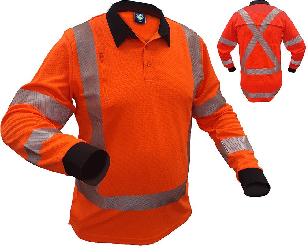Caution Ttmc-W17 X-Back L/S Microvent Polo - NZ Packaging