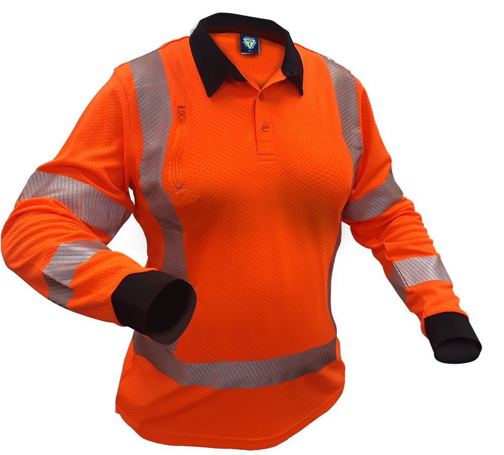 Caution Ttmc-W17 X-Back L/S Women's Microvent Polo - NZ Packaging