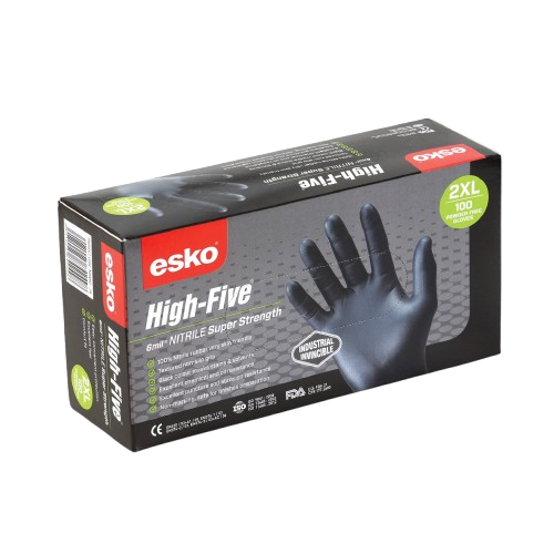 Disposable Nitrile Gloves, Industrial Strength, Textured, Black, XL (100)