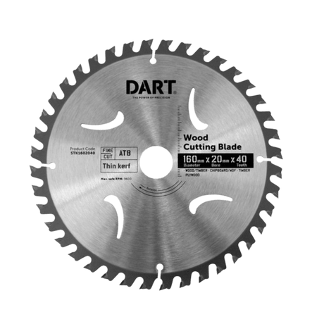 DART Timber Blade 160mm x 40T x 20mm Bore - NZ Packaging