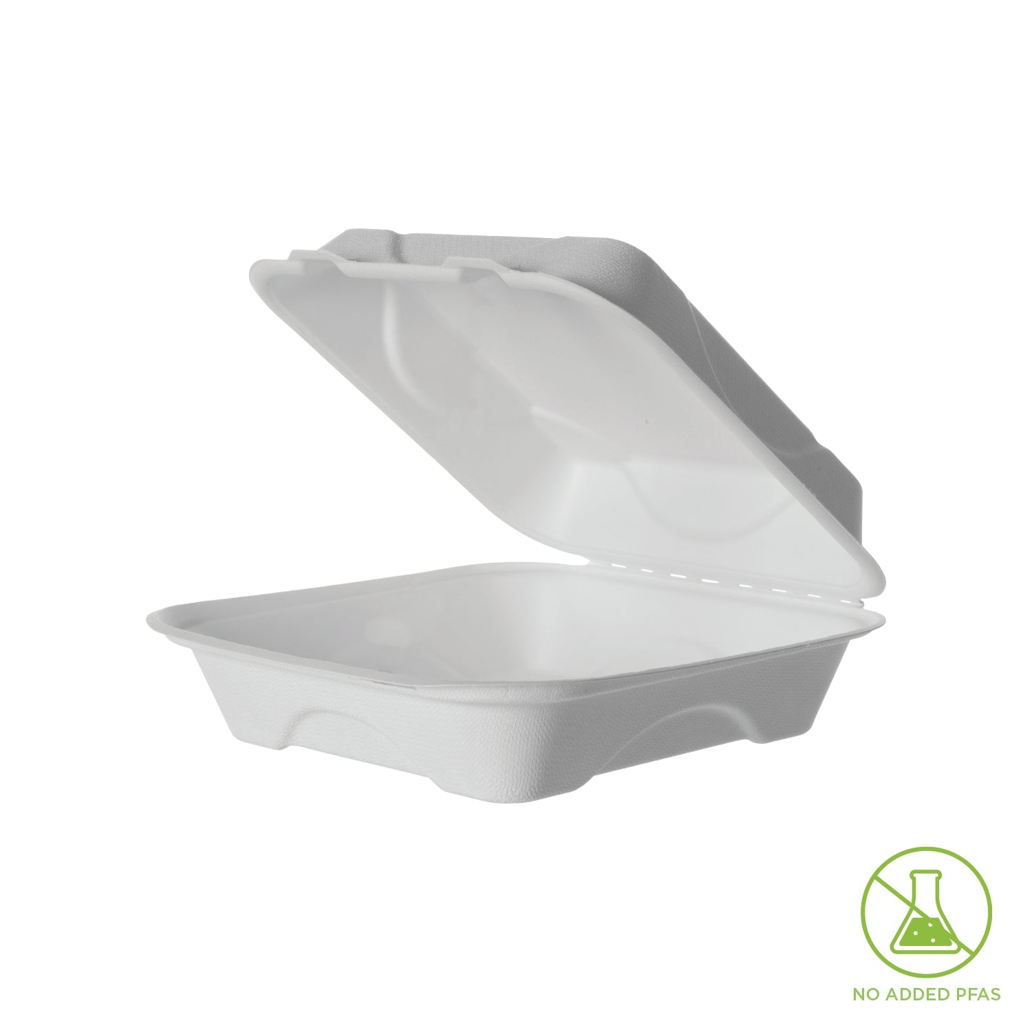 Detpak White Sugarcane Clamshell, 8X8X3In (200) - NZ Packaging