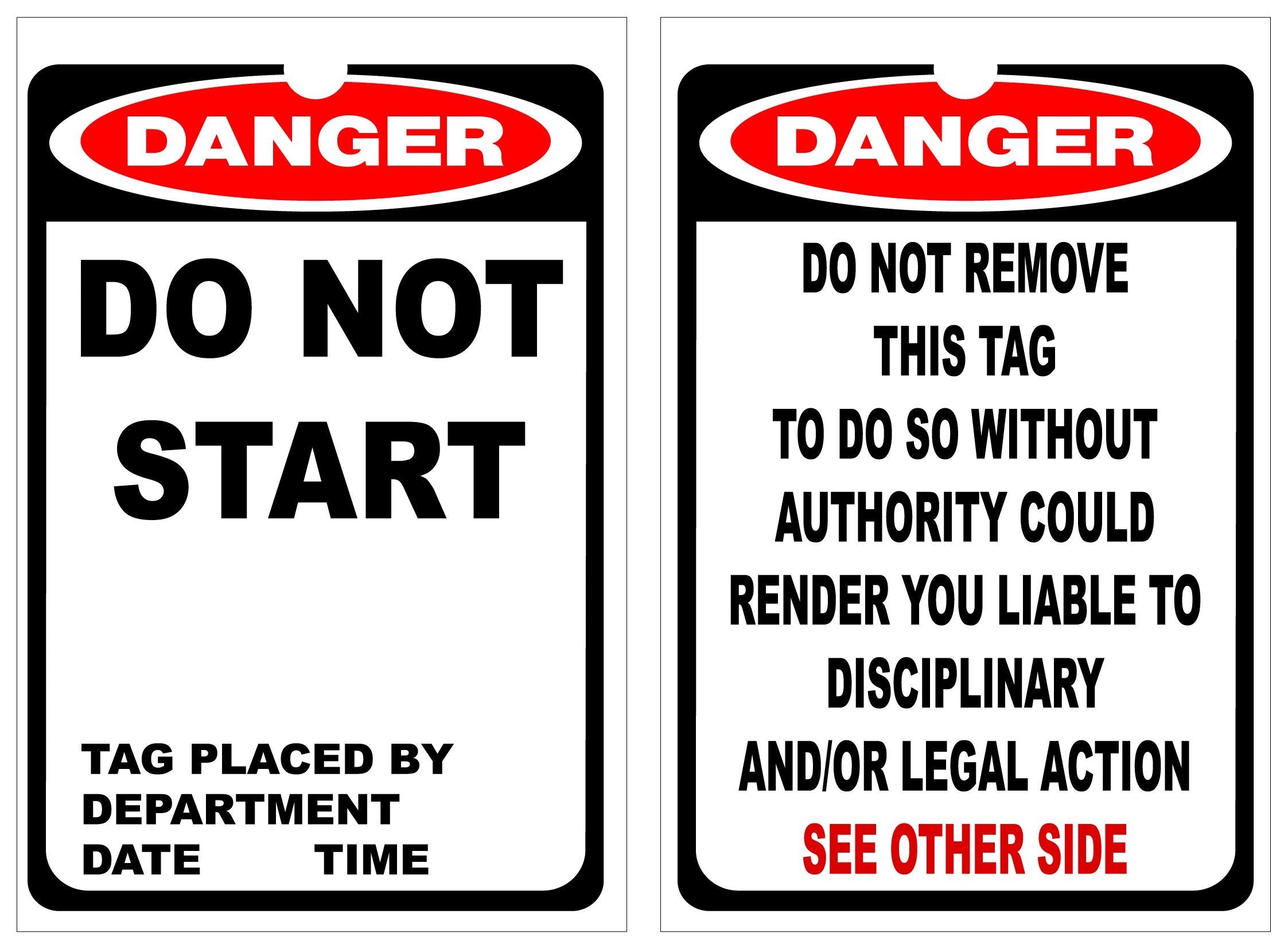 Isolock Lockout Tag - Danger Do Not Start - Pk/25 Tags