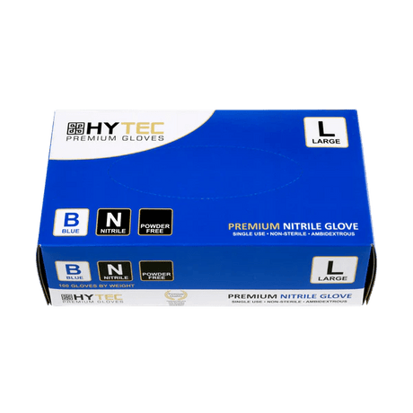 Disposable Nitrile Gloves, Powder Free, Blue, Large, 240mm (100) - NZ Packaging