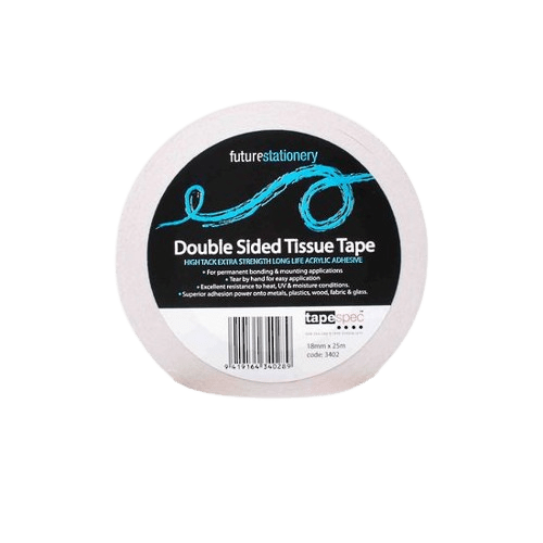 Double Sided Tape, PE Coated Solvent Adhesive White Tissue, 12mm x 0.013mm x 50m - NZ Packaging