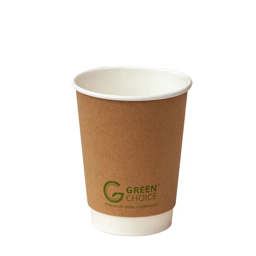 Double Walled Paper Cup, Green Choice, 12oz, PLA (25) - NZ Packaging