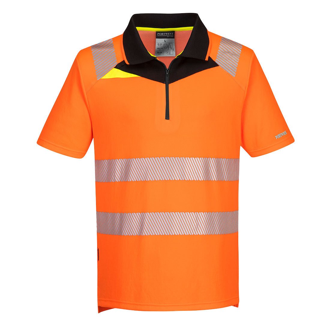 DX4 Hi-Vis Zip Polo Shirt S/S, Orange/Black - NZ Packaging