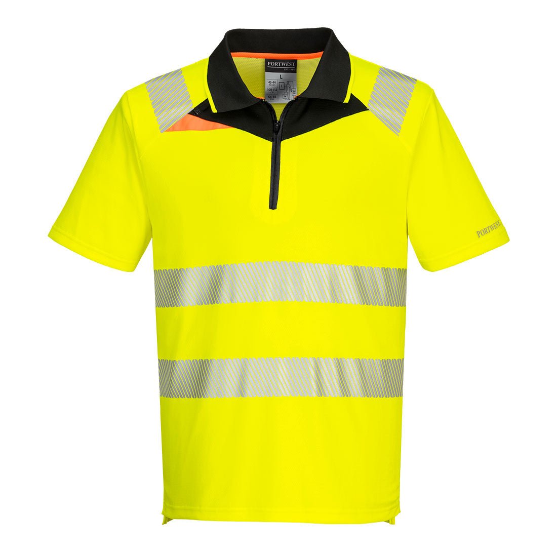 DX4 Hi-Vis Zip Polo Shirt S/S, Yellow/Black - NZ Packaging