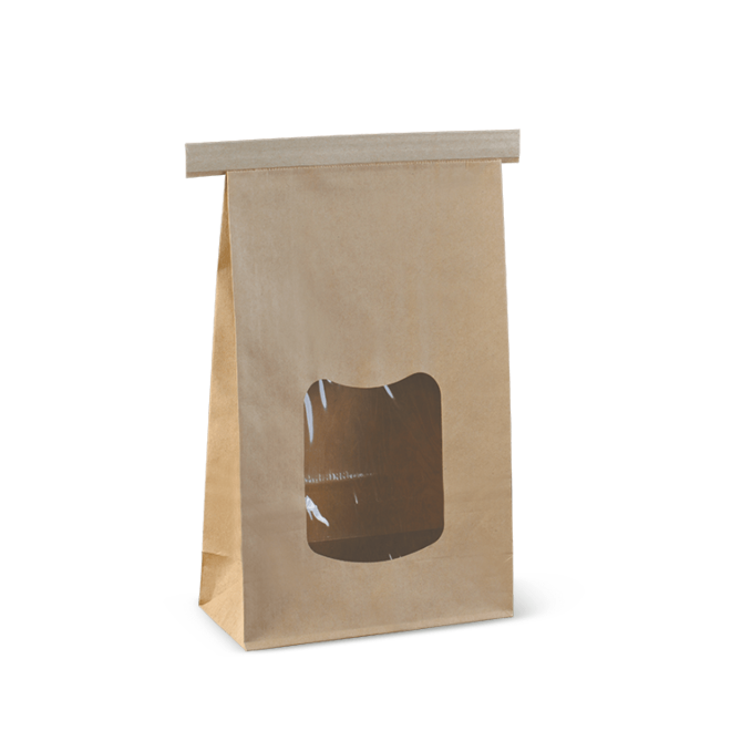 Detpak Brown Large Window Tin-Tie Bag (400)