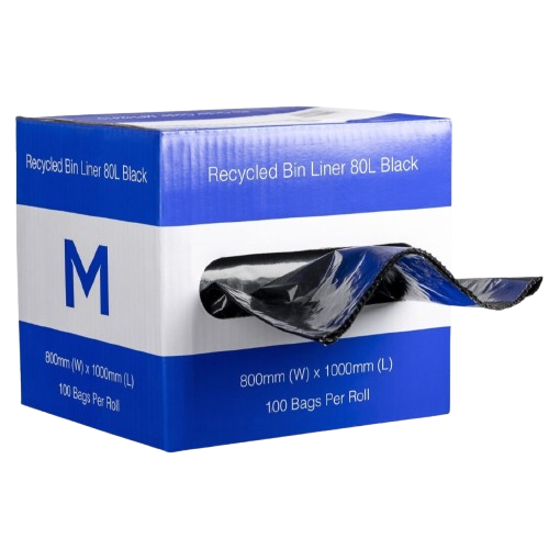 80L Boxed Rubbish Bag, Black, 1000mm X 800mm