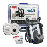 Esko - Air8 Full Face Welders/Fine Dust Respiratory Kit In Plastic Resealable Container (Contents: 1 X Full Face Respirator, 4x Filters, 4 X Respirator Cleaning Wipes) - NZ Packaging