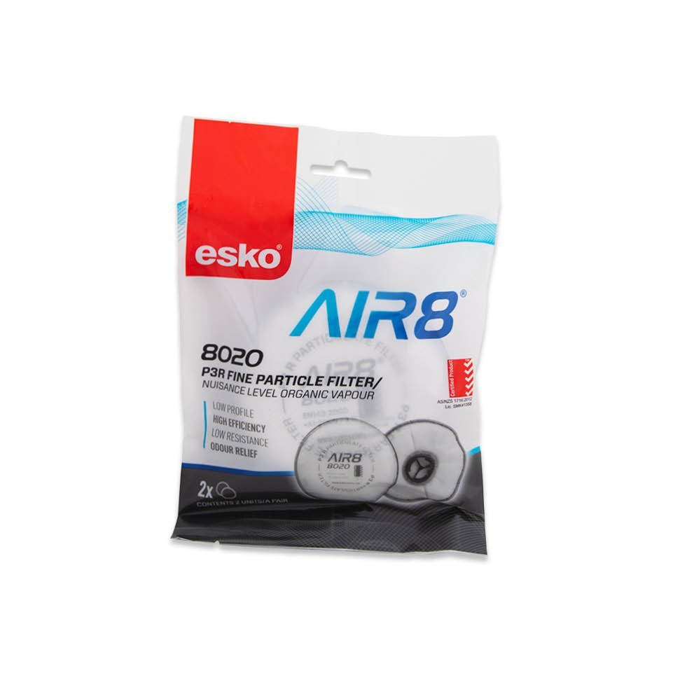 Esko - Air8 P3r Fine Particle/Nuisance Level Organic Vapour Pancake Filters 2pcs, Polybag Hangsell Packaging - NZ Packaging