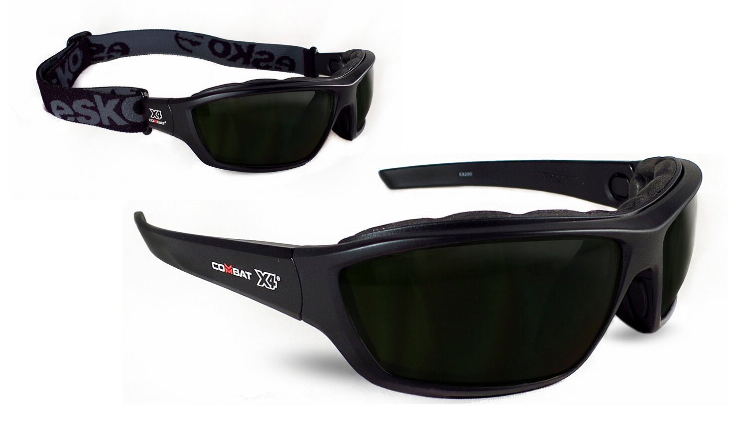 Esko Combat X4 Safety Eyewear, Foam Bound With High Impact Rating, A/F & A/S Coating, With Removable Temples And Elastic Head Strap, Shade 5 Welding Lens - NZ Packaging