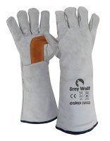 Esko Grey Wolf, Grey And Gold Welders Glove, Kevlar Stitched, Reinforced Palm, Lined & Welted 406mm Long - NZ Packaging