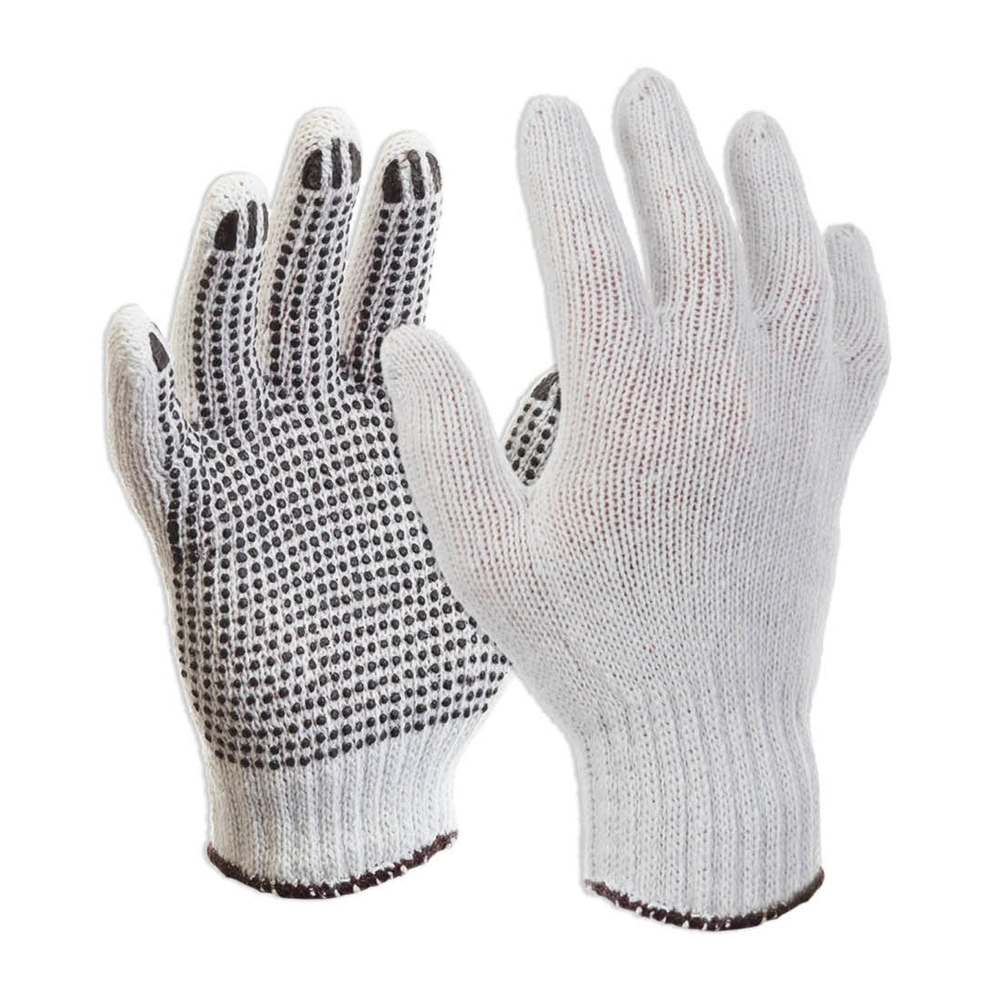 Esko Knitted Poly/Cotton White Glove With Black Pvc Dot Grip Single Side, B - NZ Packaging