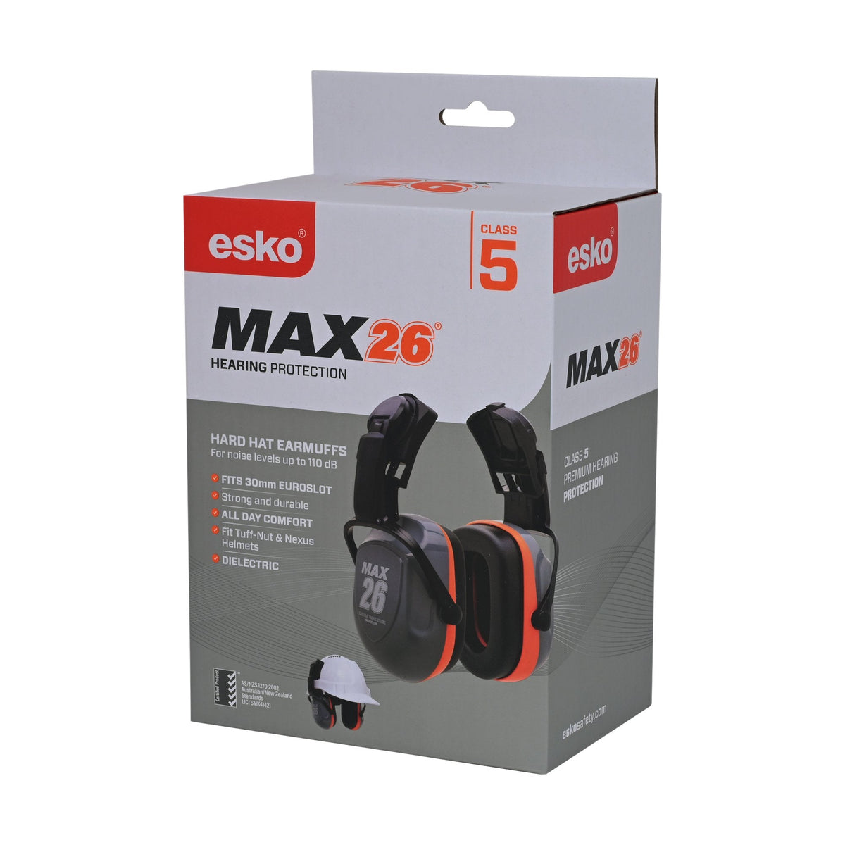Esko Max26 Cap-Attach Earmuffs Class 5 26db, As/Nzs 1270:2002 - NZ Packaging