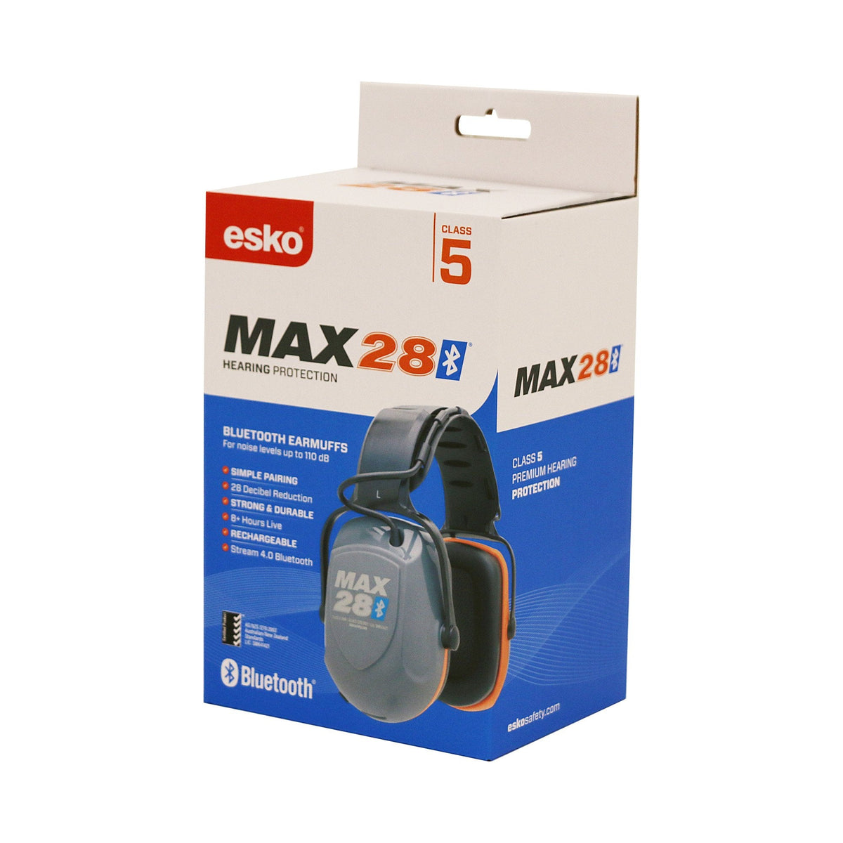 Esko Max28 Bluetooth Banded Earmuffs Class 5 28db, As/Nzs1270:2002 - NZ Packaging
