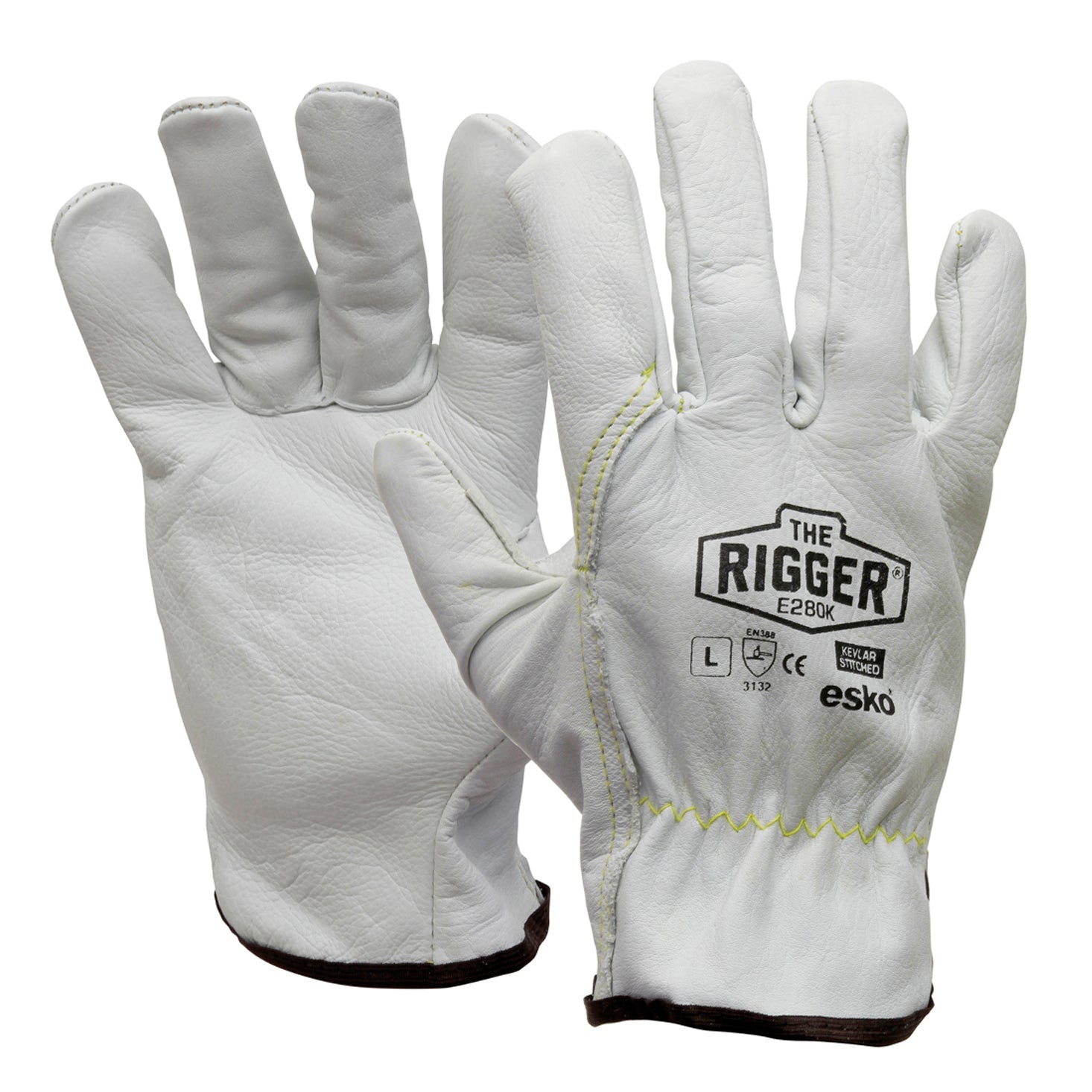 Esko Natural Cowgrain 'A' Grade Leather Rigger Glove With Kevlar Stitching - NZ Packaging