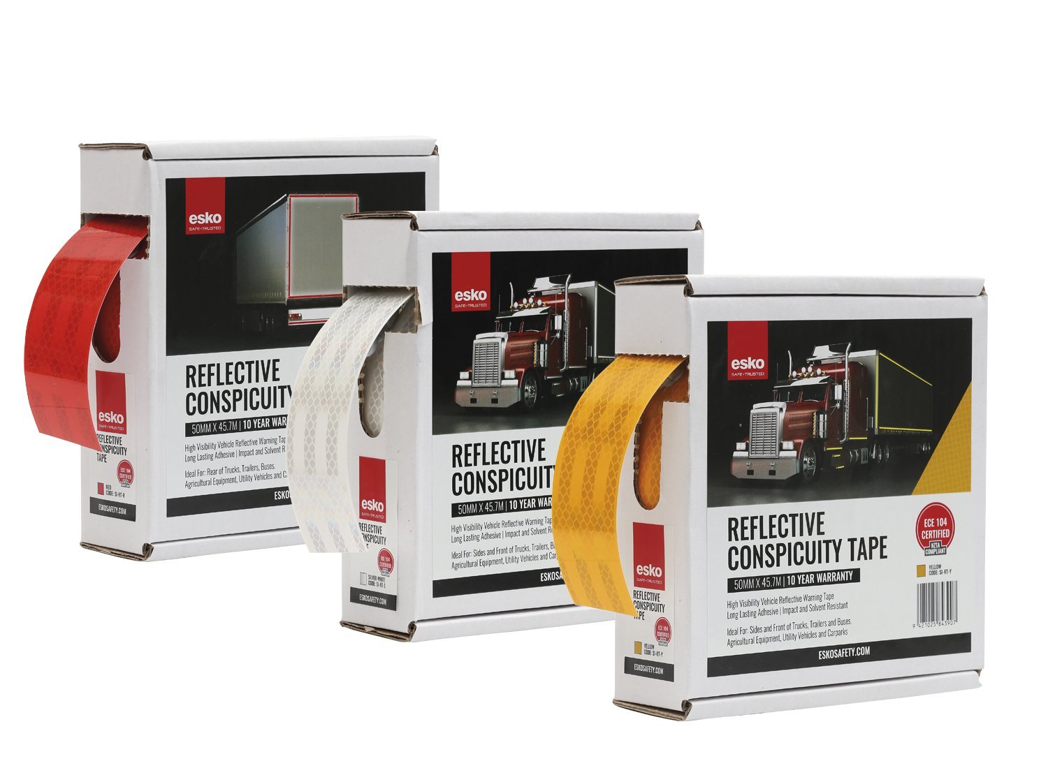 Esko Premium Conspicuity Tape, Ece 104 Certified, Silver, 50mm X 45.72m - NZ Packaging
