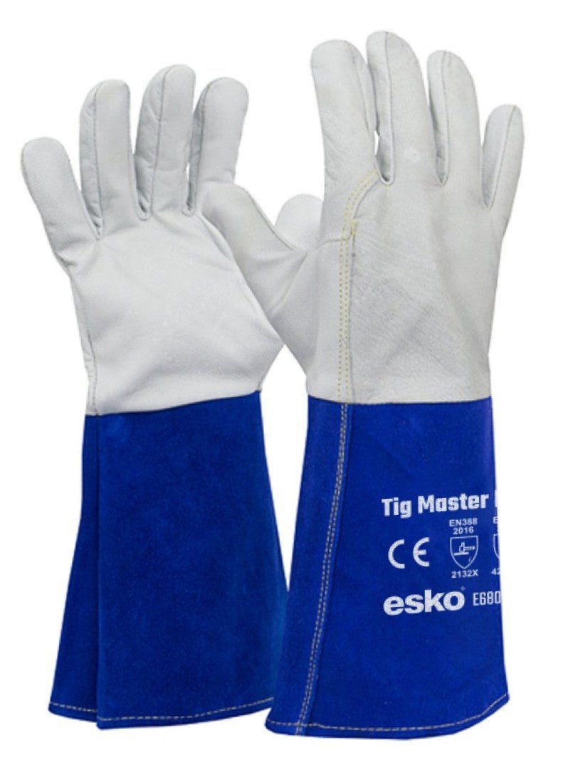 Esko Tig-Master Pro Tig Welding Glove, Premium Leather With Blue Leather Extended Cuff, Kevlar Stitched - NZ Packaging