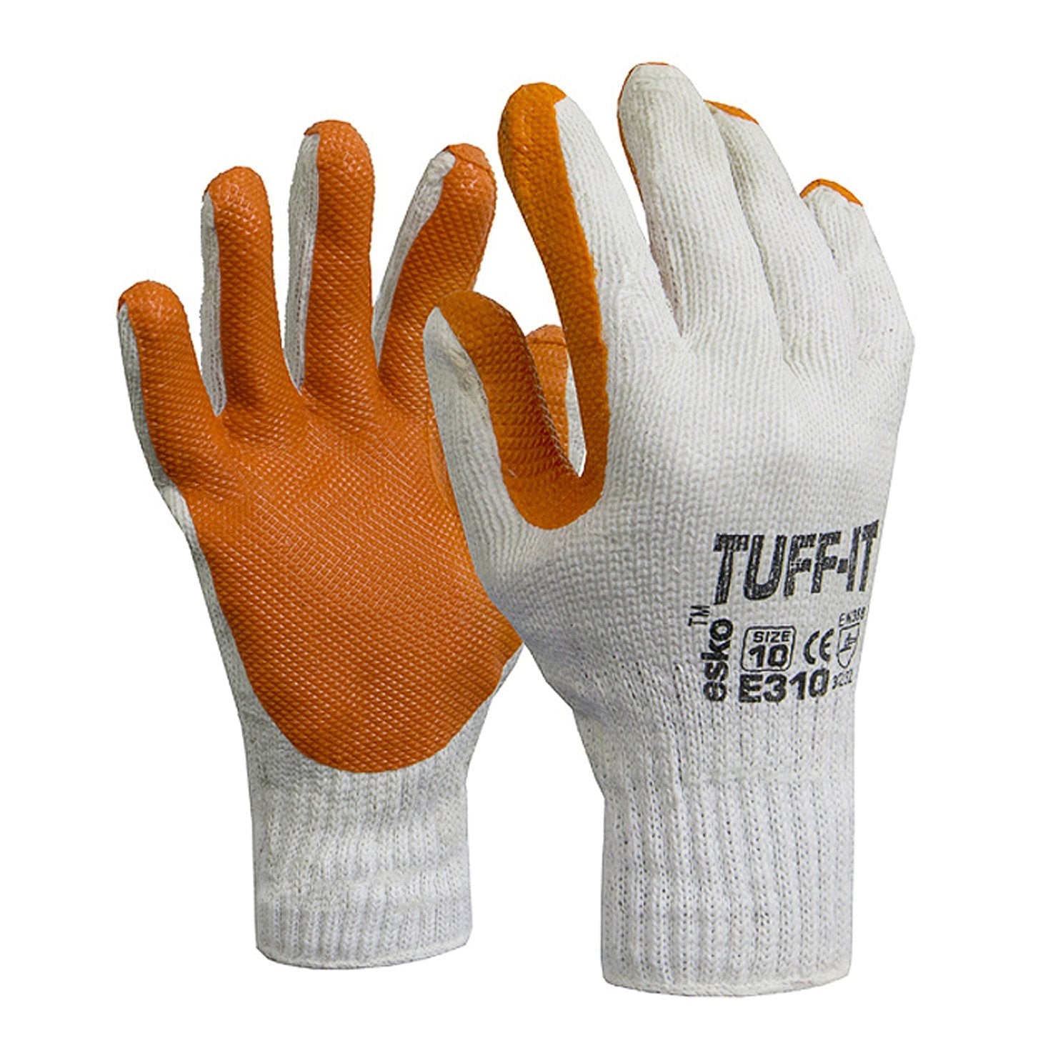 Esko 'Tuff-It', Knitted Polycotton Glove With Red Latex Diamond Coating, Extra Tough Latex Palm - NZ Packaging