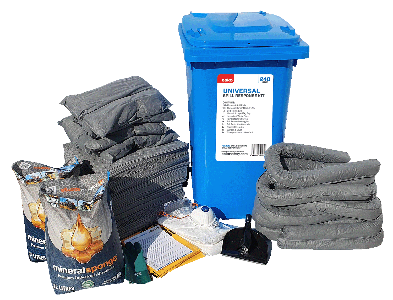 Esko - Universal Spill Kit - 240l Mobile (Wheelie Bin) Blue - NZ Packaging