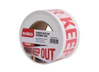 Esko Warning Tape - Danger Keep Out 75mm X 100m, 100 Micron (Red/White) - NZ Packaging