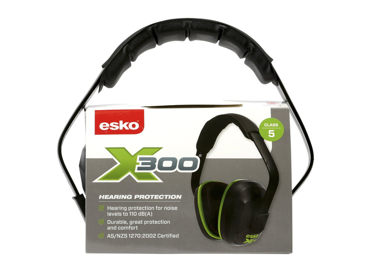Esko X300 Banded Earmuff, 28db Class 5, Gunmetal/Neon Green - NZ Packaging