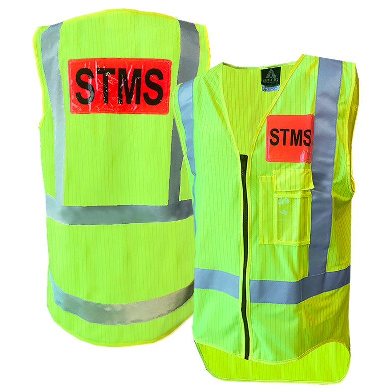Hi-Vis Stms Vest, Zip, D/N Flame Ret, Yellow