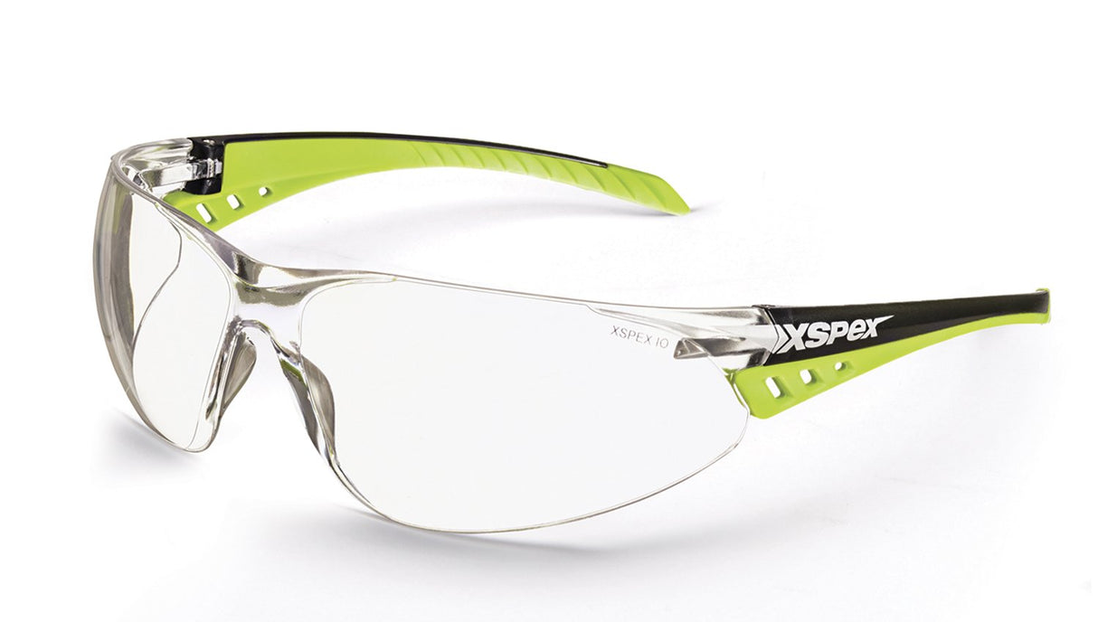 Xspex Safety Spec Clear Lens, Wraparound Style, Soft Rubber
