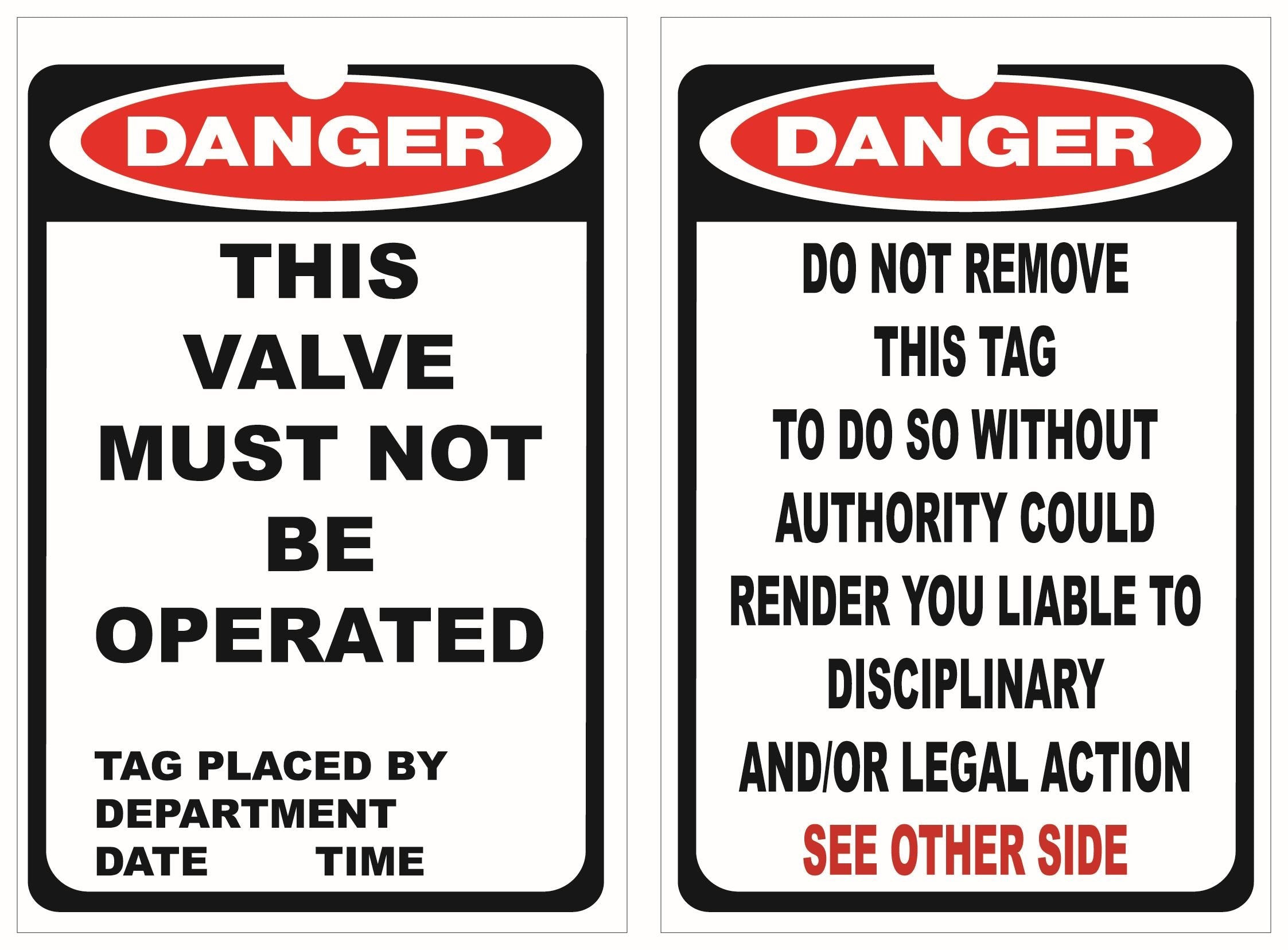 Isolock Lockout Tag - This Valve Must Not Be Operated- Pk/25 Tags