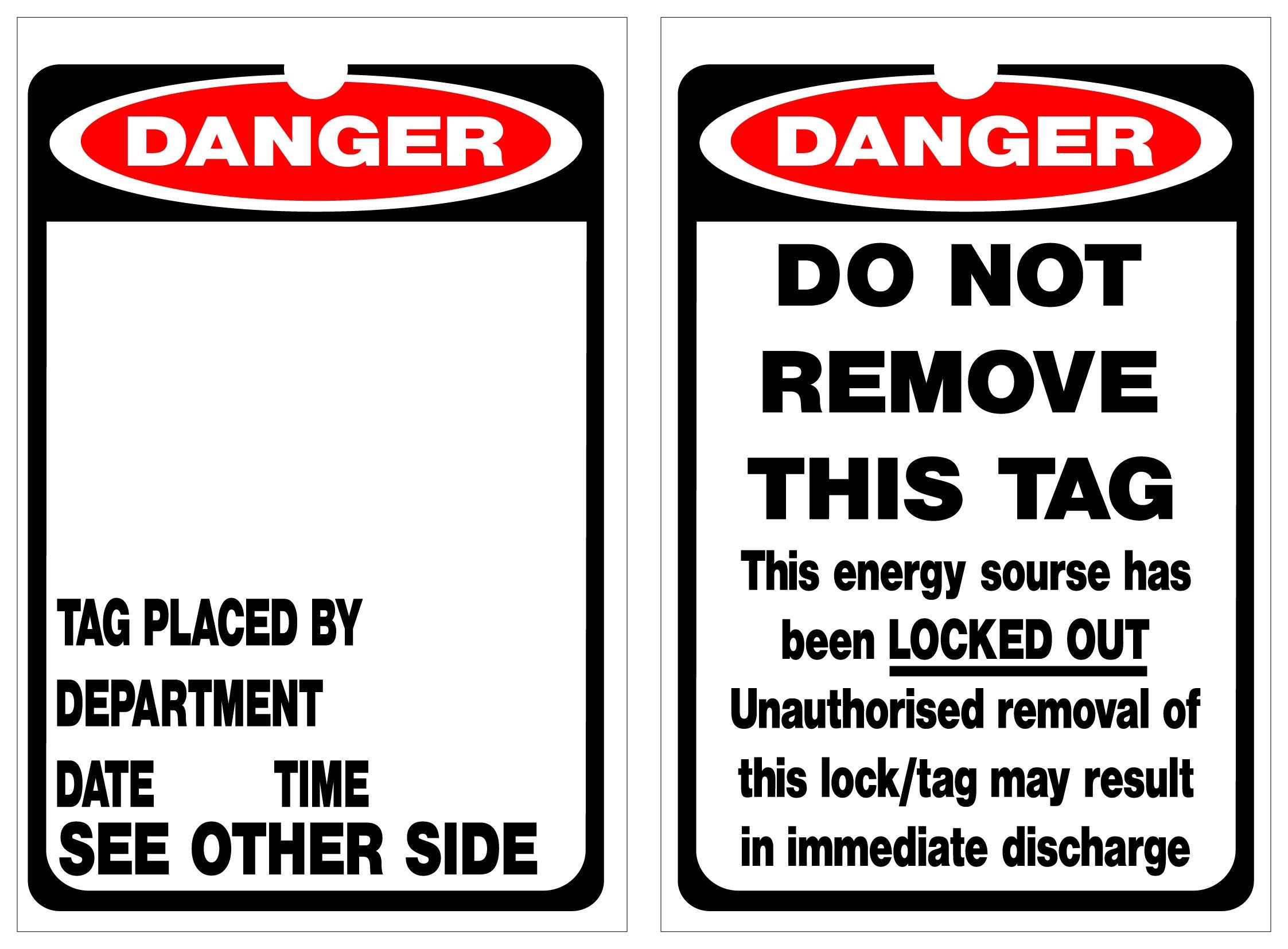 Isolock Lockout Tag - Danger With Black Space - Pk/25 Tags