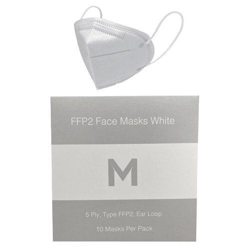 FFP2 Protective Face Masks, 5 Ply, Ear Loop Design, White (10) - NZ Packaging