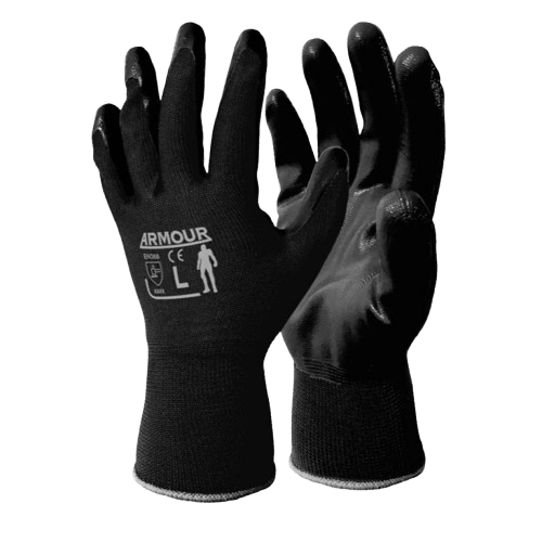 Flat Nitrile Gloves, Open Back, Black - NZ Packaging