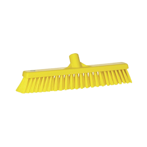 Floor Broom, Vikan , Yellow, 120mm X 410mm X 90mm, Soft/Hard Bristles - NZ Packaging