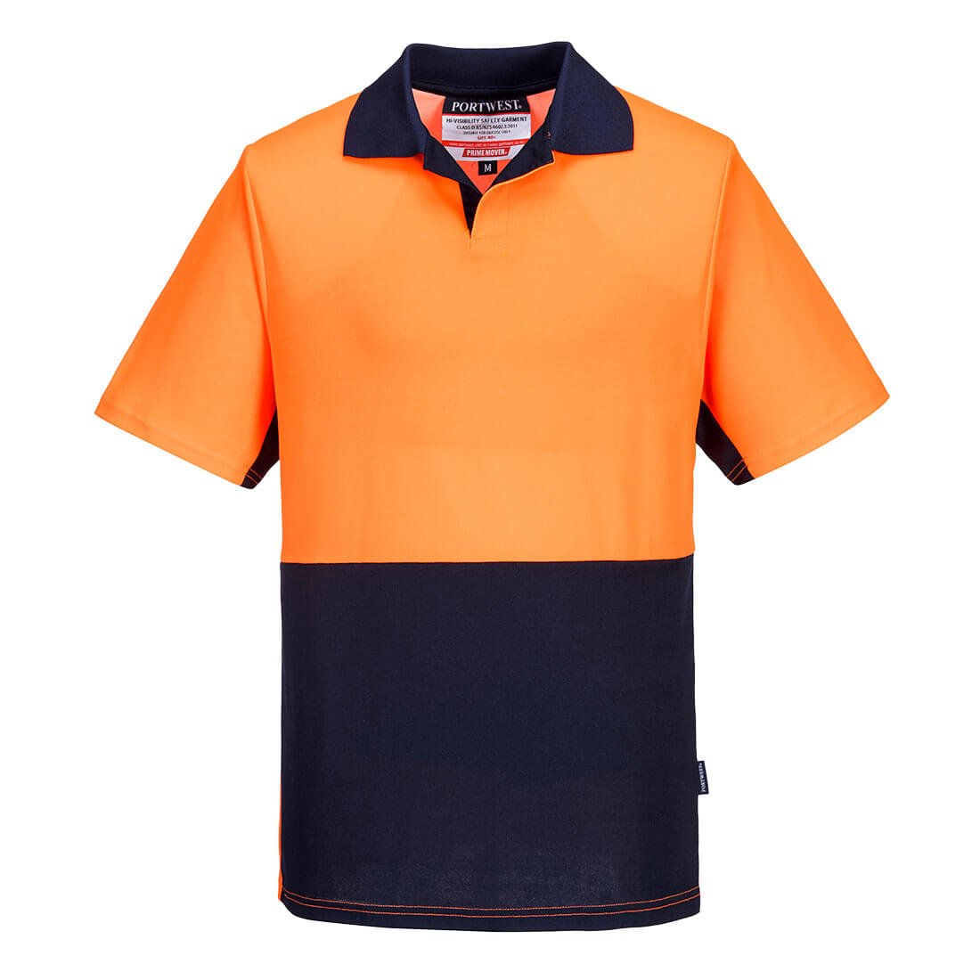 Food Industry Cotton Comfort Polo Shirt S/S, Orange/Navy - NZ Packaging