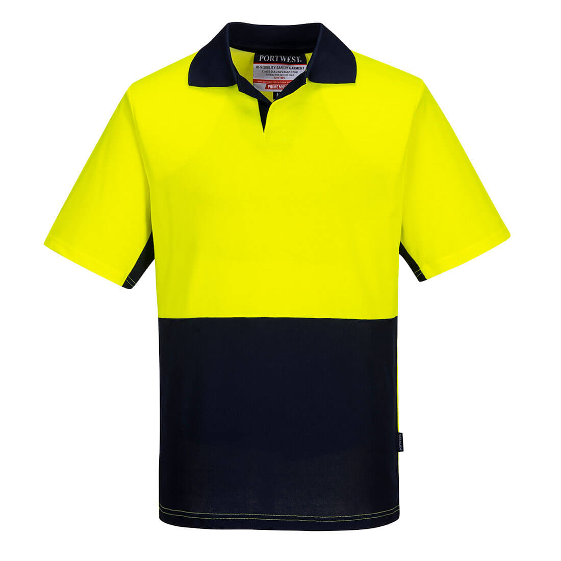 Food Industry Cotton Comfort Polo Shirt S/S, Yellow/Navy - NZ Packaging