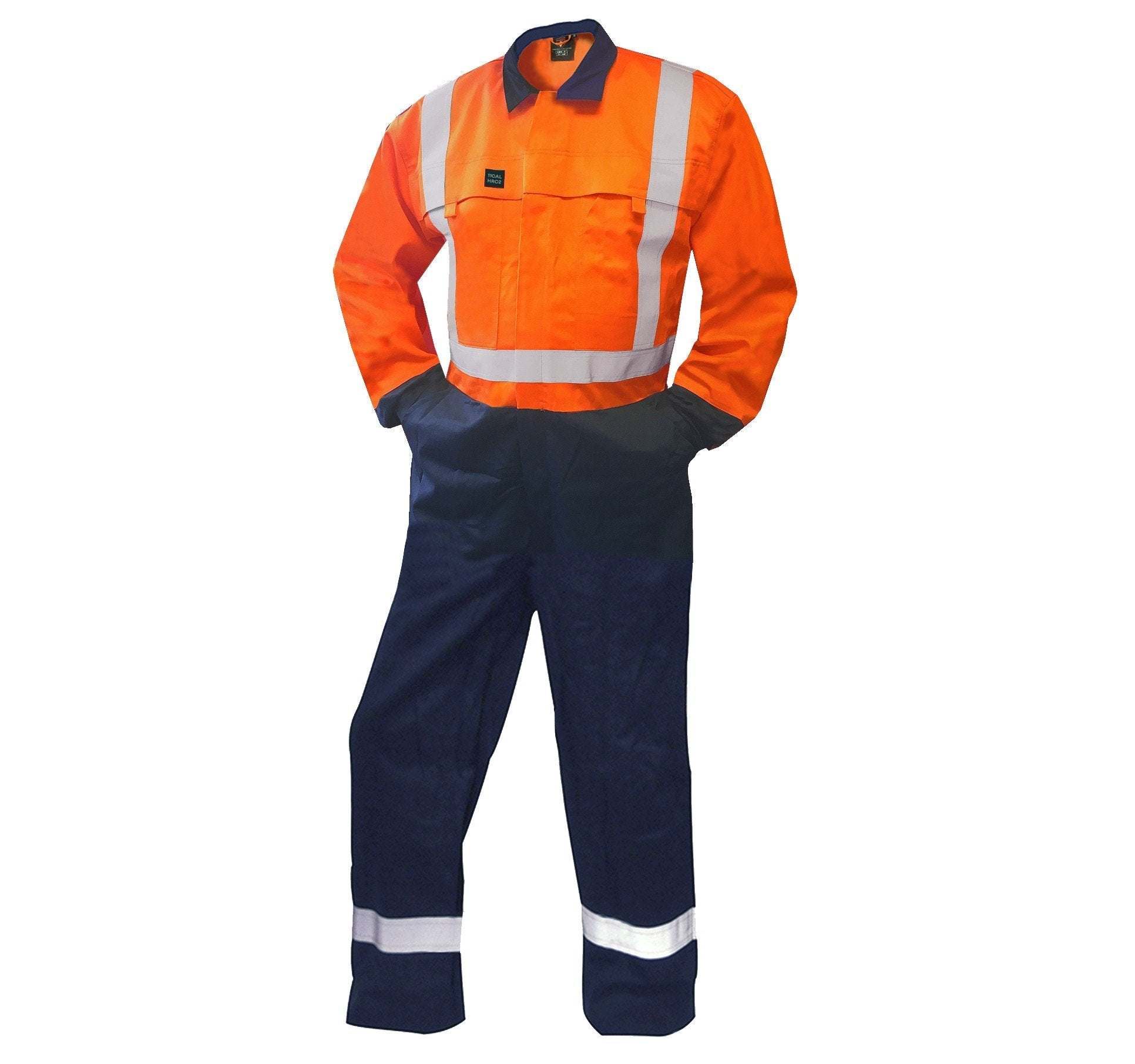 Fr Overall, 240 Gsm.88/12 11 Cal, Orange/Navy D/N - NZ Packaging