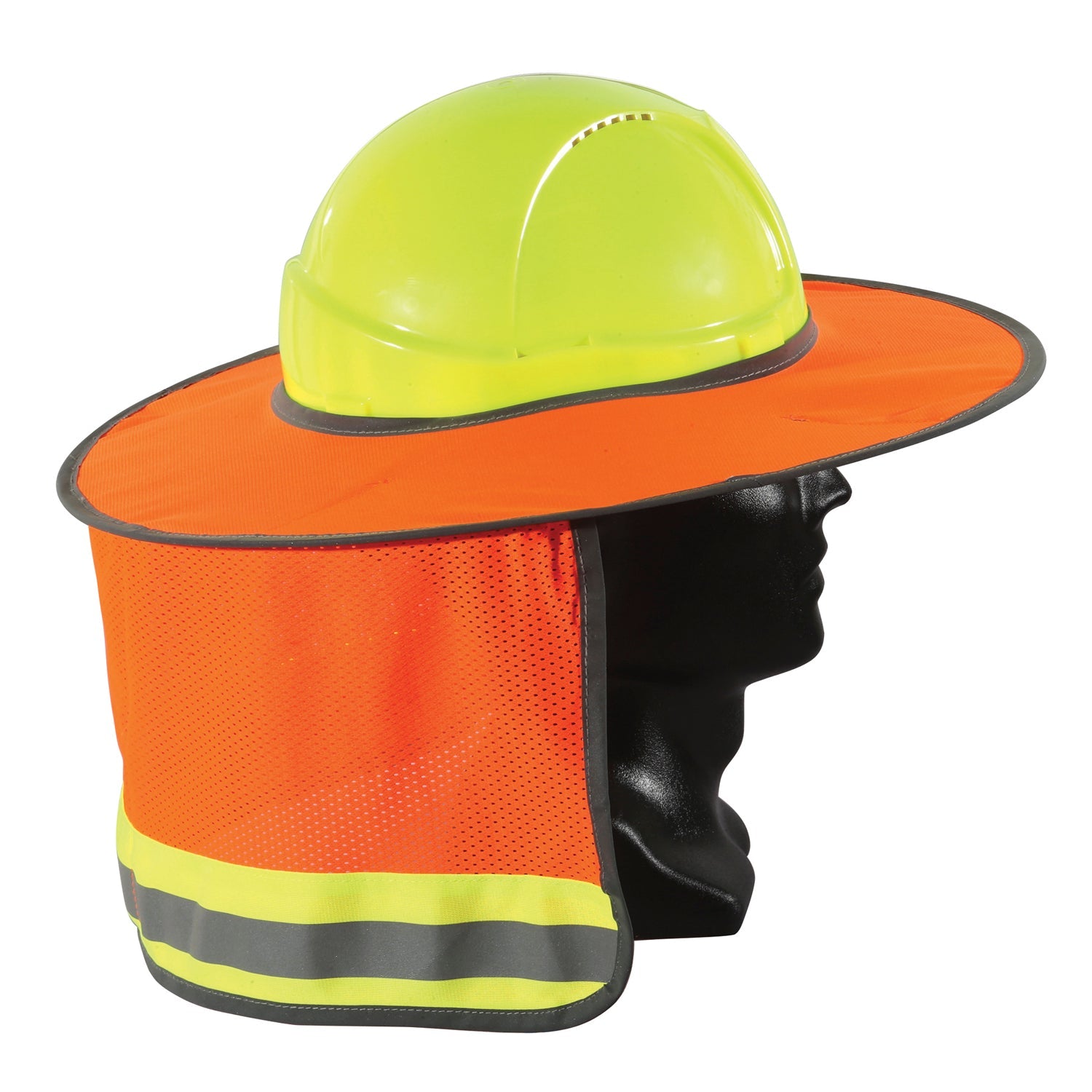 Full Brim Hard Hat Sun Shield, Blue, Fluoro Reflective Collar - NZ Packaging