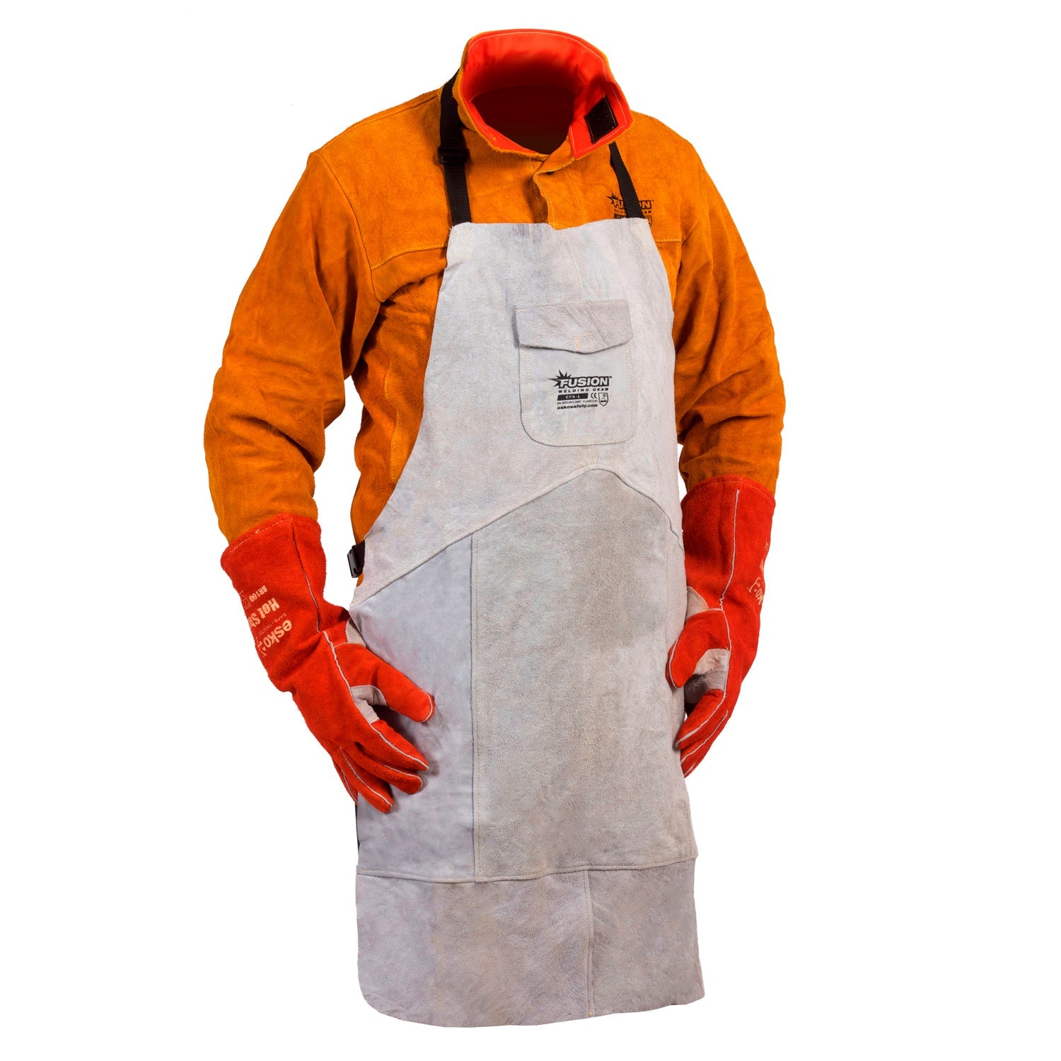 Fusion Chrome Leather Welders Apron, Kevlar Stitched - NZ Packaging