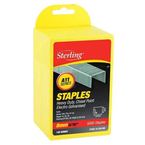 Galvanised Heavy Duty Chisel Point Staples 140/8 (5000) - NZ Packaging