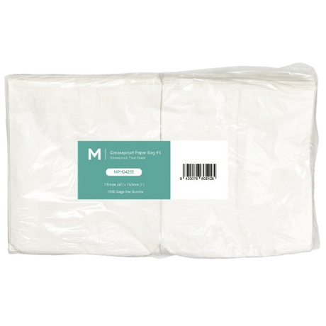 Greaseproof Paper Bags 4 - White, 210mm x 240mm, 40gsm (1000) - NZ Packaging
